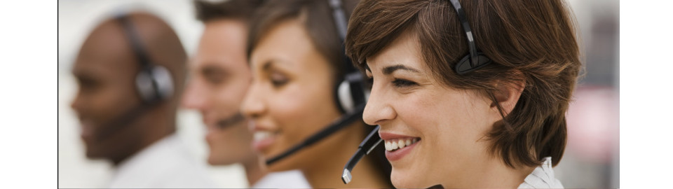 Image of call center operators with head sets